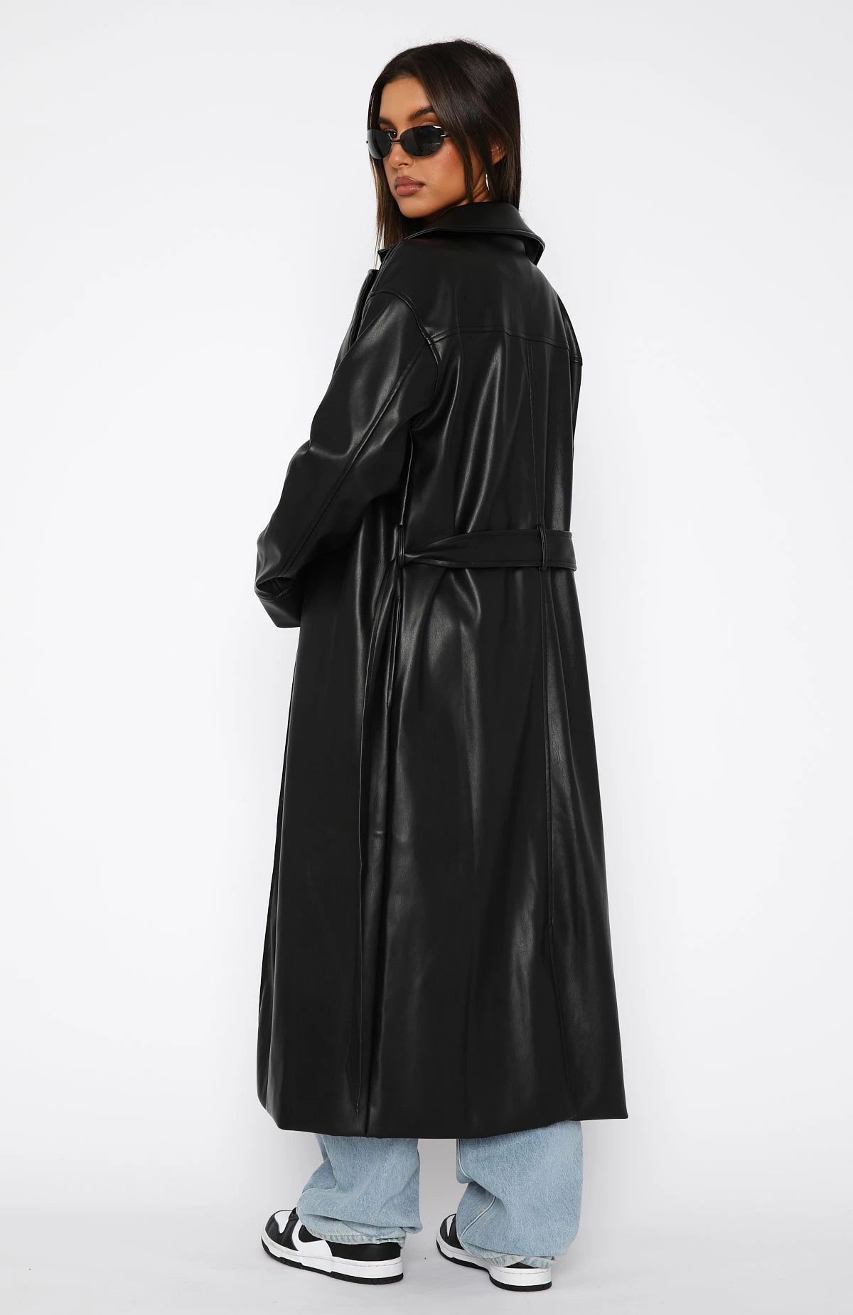 Rainy Day PU Trench Coat Black 7 Rainy Day PU Trench Coat Black - Image 7