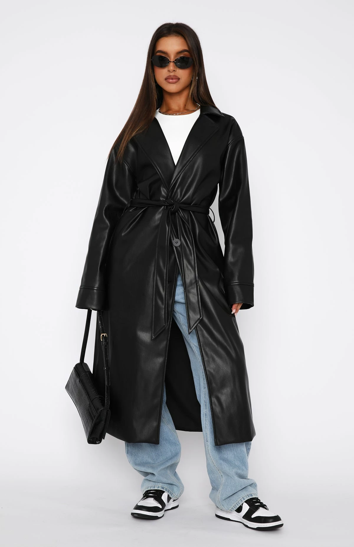 Rainy Day PU Trench Coat Black 3 Rainy Day PU Trench Coat Black - Image 3