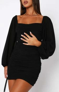 Fly Away With Me Long Sleeve Mini Dress Black -Outlet The Lounge Vibe Store 16.03.2321475