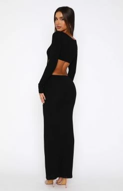 Good Karma Long Sleeve Maxi Dress Black -Outlet The Lounge Vibe Store 16.03.2321791