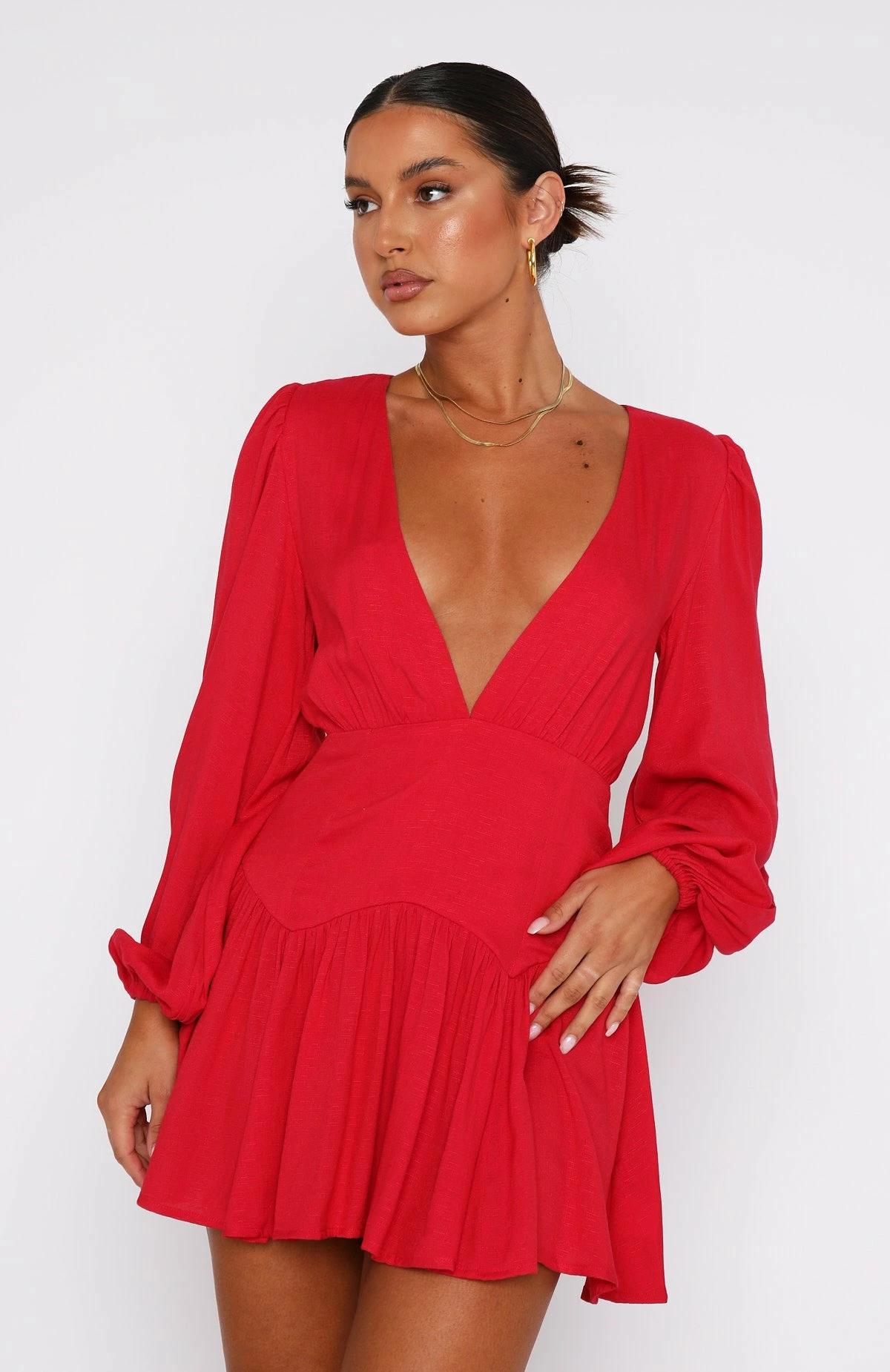 True To You Long Sleeve Mini Dress Red 2 True To You Long Sleeve Mini Dress Red - Image 2