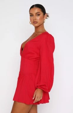 True To You Long Sleeve Mini Dress Red 7 True To You Long Sleeve Mini Dress Red -Outlet The Lounge Vibe Store 17.11.2215362