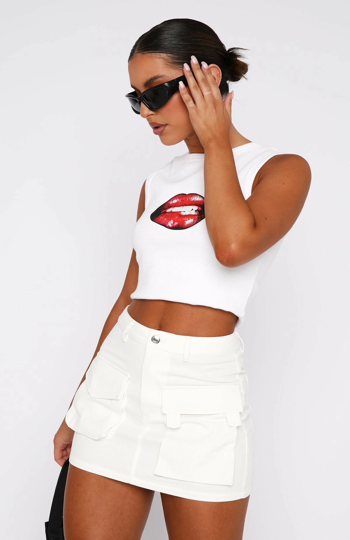 Weekend Travels Cargo Mini Skirt White 2 Weekend Travels Cargo Mini Skirt White - Image 2