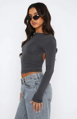 Ever Since Then Long Sleeve Top Charcoal -Outlet The Lounge Vibe Store 18.05.2329147