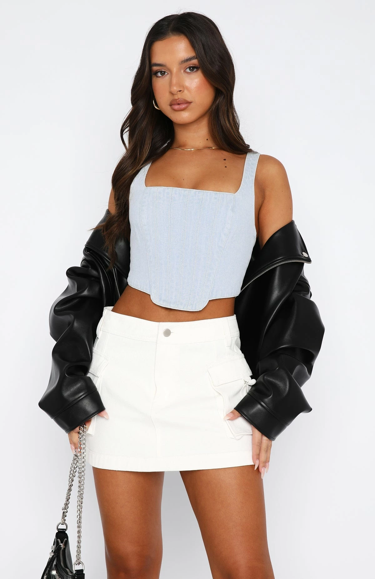 Present Yourself Denim Bustier Light Blue Wash 2 Present Yourself Denim Bustier Light Blue Wash - Image 2