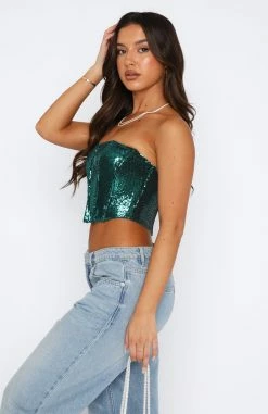 Guest List Sequin Bustier Emerald Green -Outlet The Lounge Vibe Store 18.05.2329323