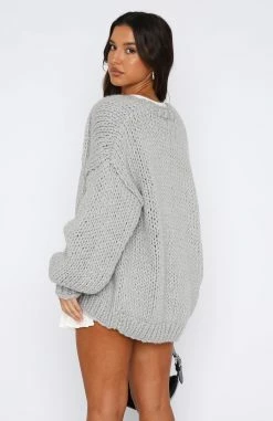 A Little Too Much Knit Cardigan Grey Marle -Outlet The Lounge Vibe Store 18.05.2329461