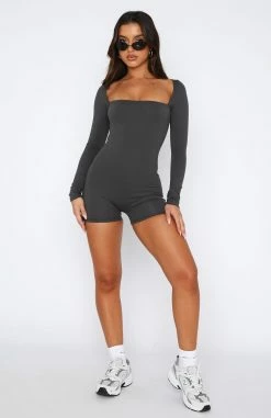 Bring The Vibes Long Sleeve Playsuit Charcoal 11 Bring The Vibes Long Sleeve Playsuit Charcoal -Outlet The Lounge Vibe Store 18.05.2329551