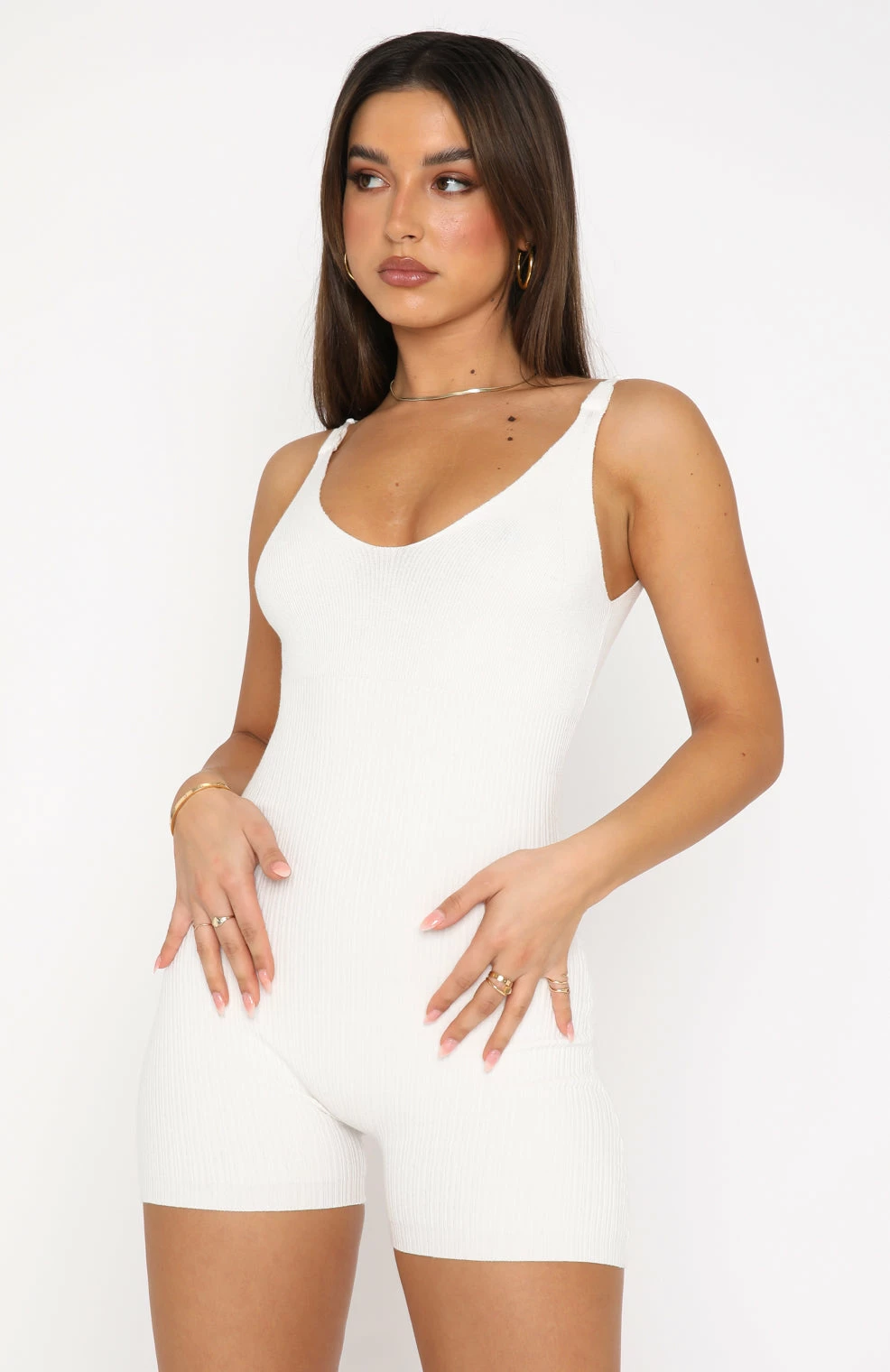 Always Loyal Knit Playsuit Off White 2 Always Loyal Knit Playsuit Off White - Image 2