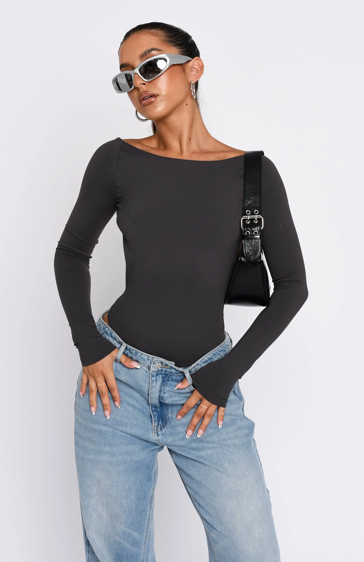 You've Got The Love Long Sleeve Bodysuit Charcoal 2 You've Got The Love Long Sleeve Bodysuit Charcoal - Image 2