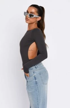 You've Got The Love Long Sleeve Bodysuit Charcoal 8 You've Got The Love Long Sleeve Bodysuit Charcoal -Outlet The Lounge Vibe Store 19.01.231096