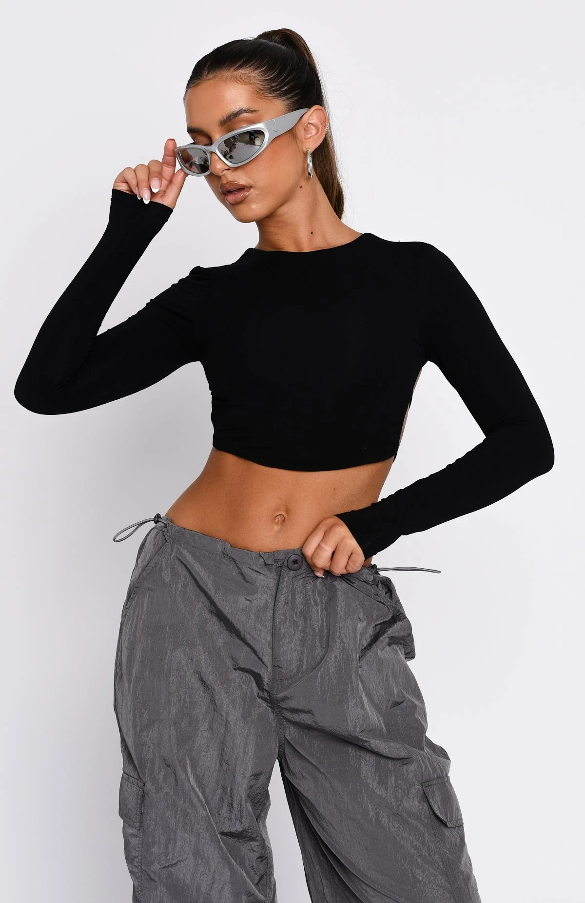 Sort It Out Long Sleeve Crop Black 2 Sort It Out Long Sleeve Crop Black - Image 2