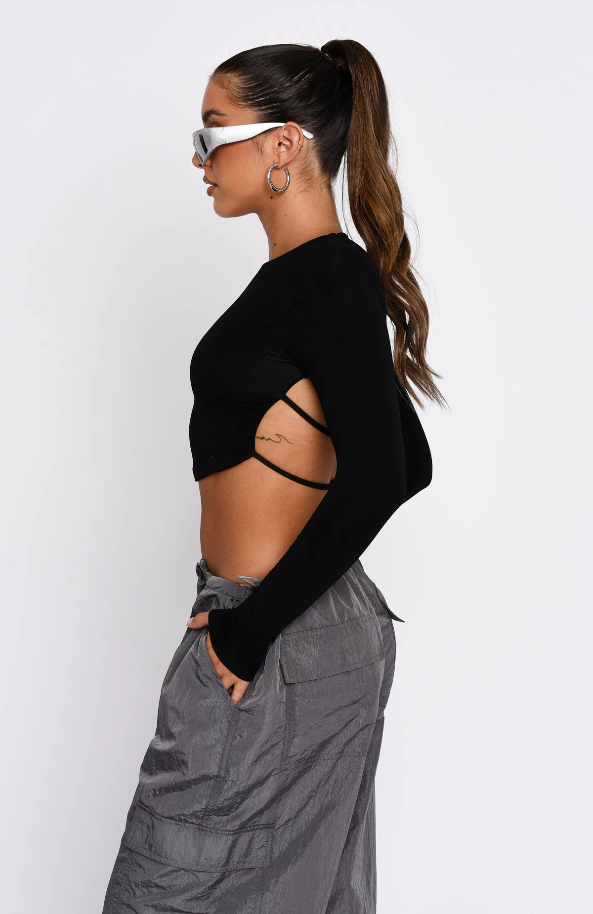 Sort It Out Long Sleeve Crop Black 3 Sort It Out Long Sleeve Crop Black - Image 3