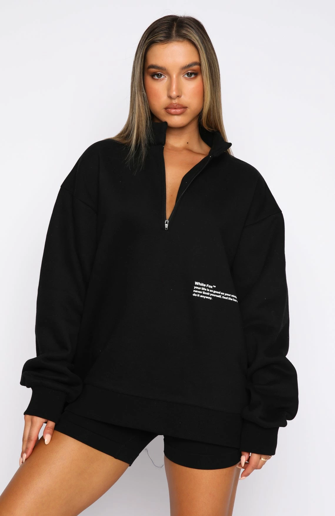 Caught Up With You Zip Front Sweater Black 2 Caught Up With You Zip Front Sweater Black - Image 2