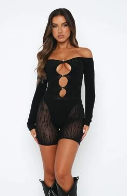 Divine Woman Long Sleeve Playsuit Black 11 Divine Woman Long Sleeve Playsuit Black -Outlet The Lounge Vibe Store 2.2.23 5482
