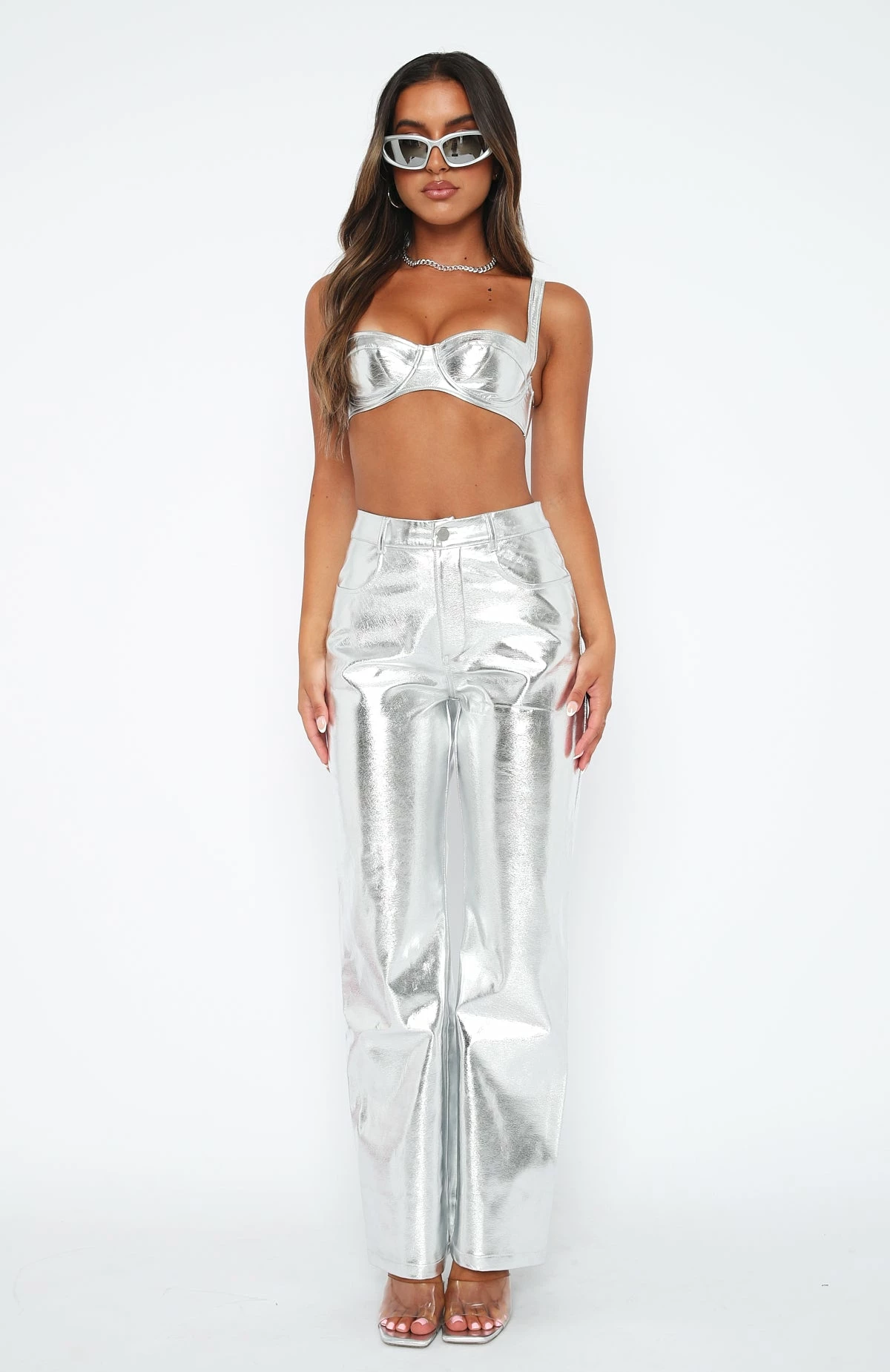 Push The Button Metallic PU Pants Silver 5 Push The Button Metallic PU Pants Silver - Image 5