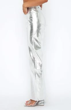 Push The Button Metallic PU Pants Silver 9 Push The Button Metallic PU Pants Silver -Outlet The Lounge Vibe Store 2.2.23 6179