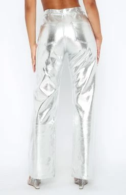 Push The Button Metallic PU Pants Silver 10 Push The Button Metallic PU Pants Silver -Outlet The Lounge Vibe Store 2.2.23 6181