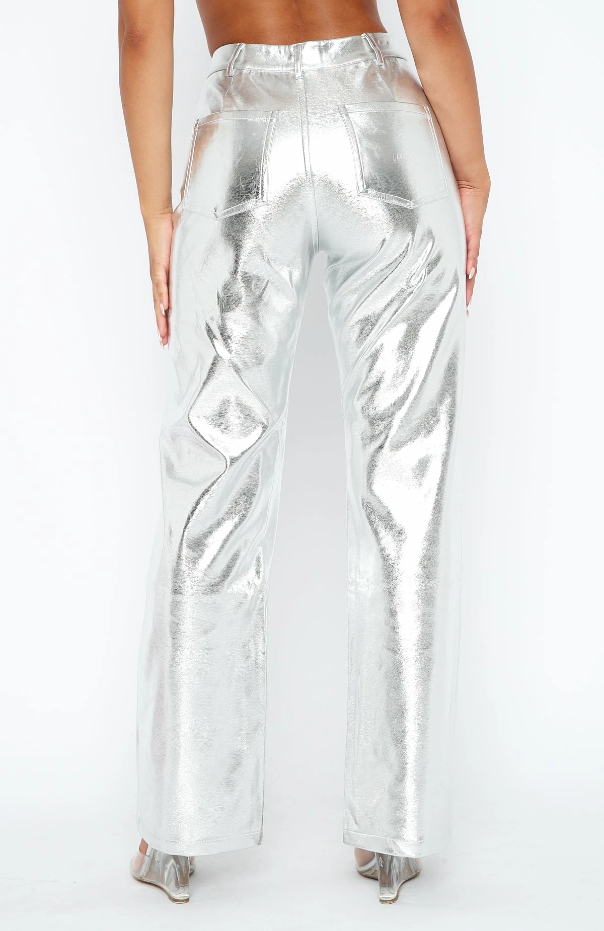 Push The Button Metallic PU Pants Silver 4 Push The Button Metallic PU Pants Silver - Image 4