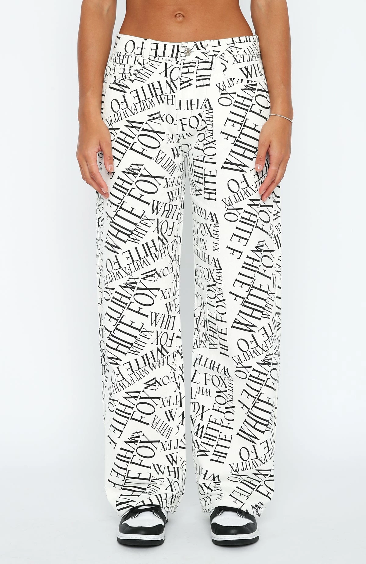 Sort Through It Mid Rise Straight Leg Printed Jeans White 2 Sort Through It Mid Rise Straight Leg Printed Jeans White - Image 2