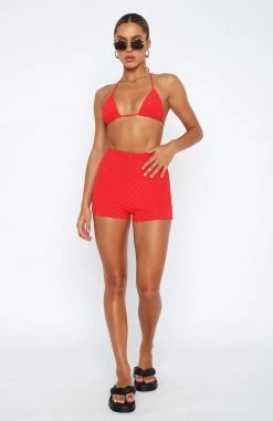 Hot Like Fire Booty Shorts Red Terry -Outlet The Lounge Vibe Store 2.3.2311267
