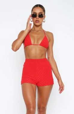 Hot Like Fire Booty Shorts Red Terry -Outlet The Lounge Vibe Store 2.3.2311268