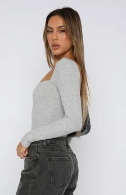 Pretty Picture Long Sleeve Bodysuit Grey Marle 10 Pretty Picture Long Sleeve Bodysuit Grey Marle -Outlet The Lounge Vibe Store 20.07.23 240790