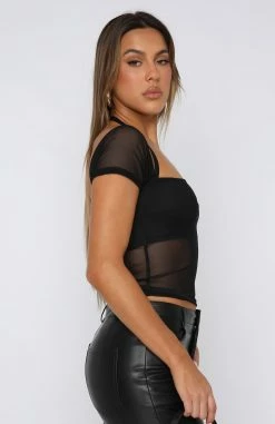 Without A Doubt Mesh Top Black -Outlet The Lounge Vibe Store 20.07.23 241695