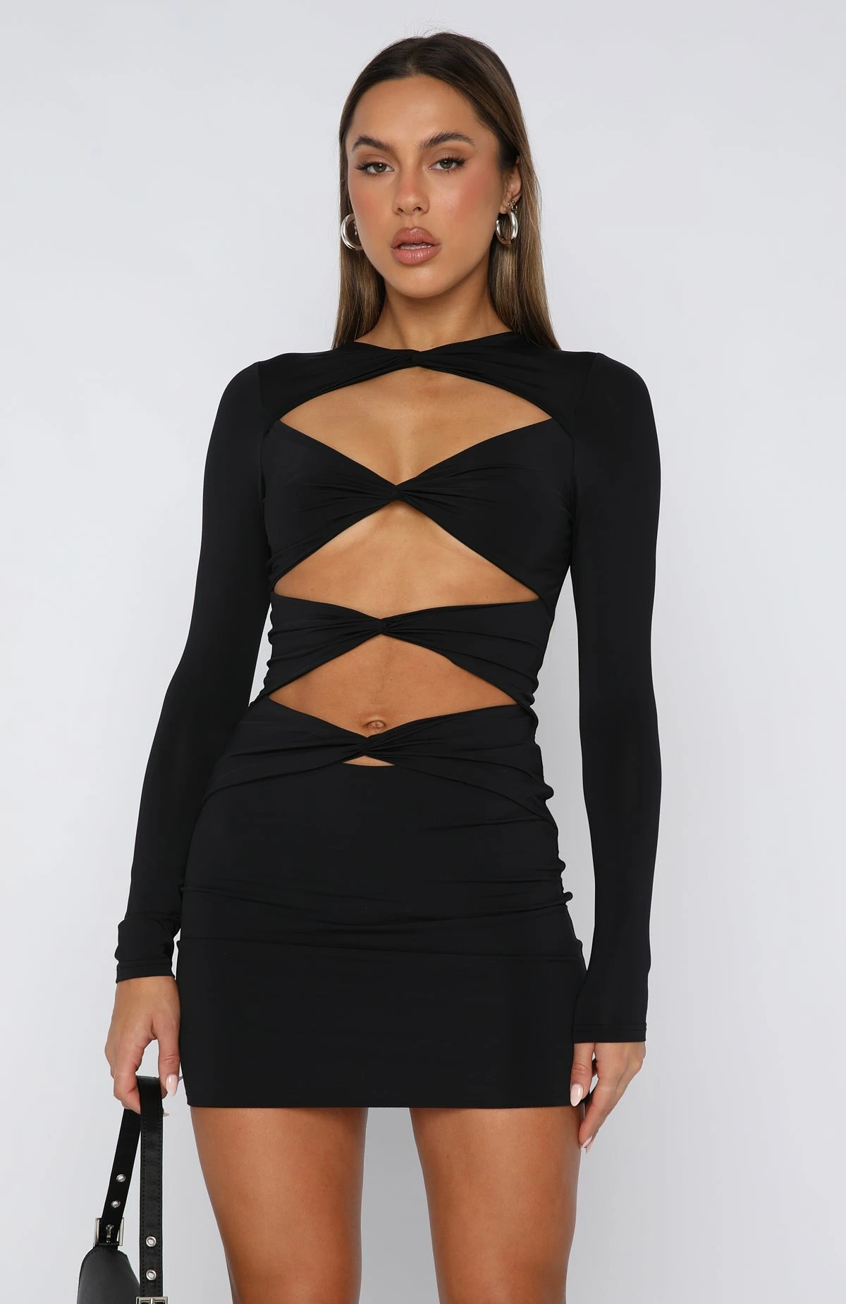Half Of Me Long Sleeve Mini Dress Black 2 Half Of Me Long Sleeve Mini Dress Black - Image 2