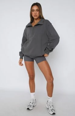 Chloe Zip Front Sweater Smoke -Outlet The Lounge Vibe Store 20.07.2340373