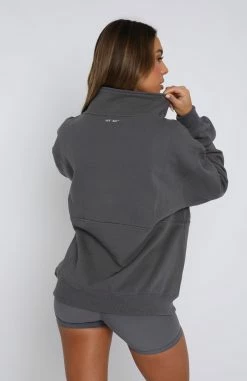 Chloe Zip Front Sweater Smoke -Outlet The Lounge Vibe Store 20.07.2340392