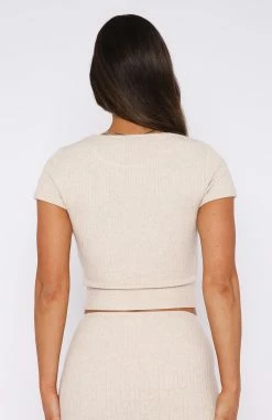 In The Clear Ribbed Tee Crop Oatmeal -Outlet The Lounge Vibe Store 20.09.223480
