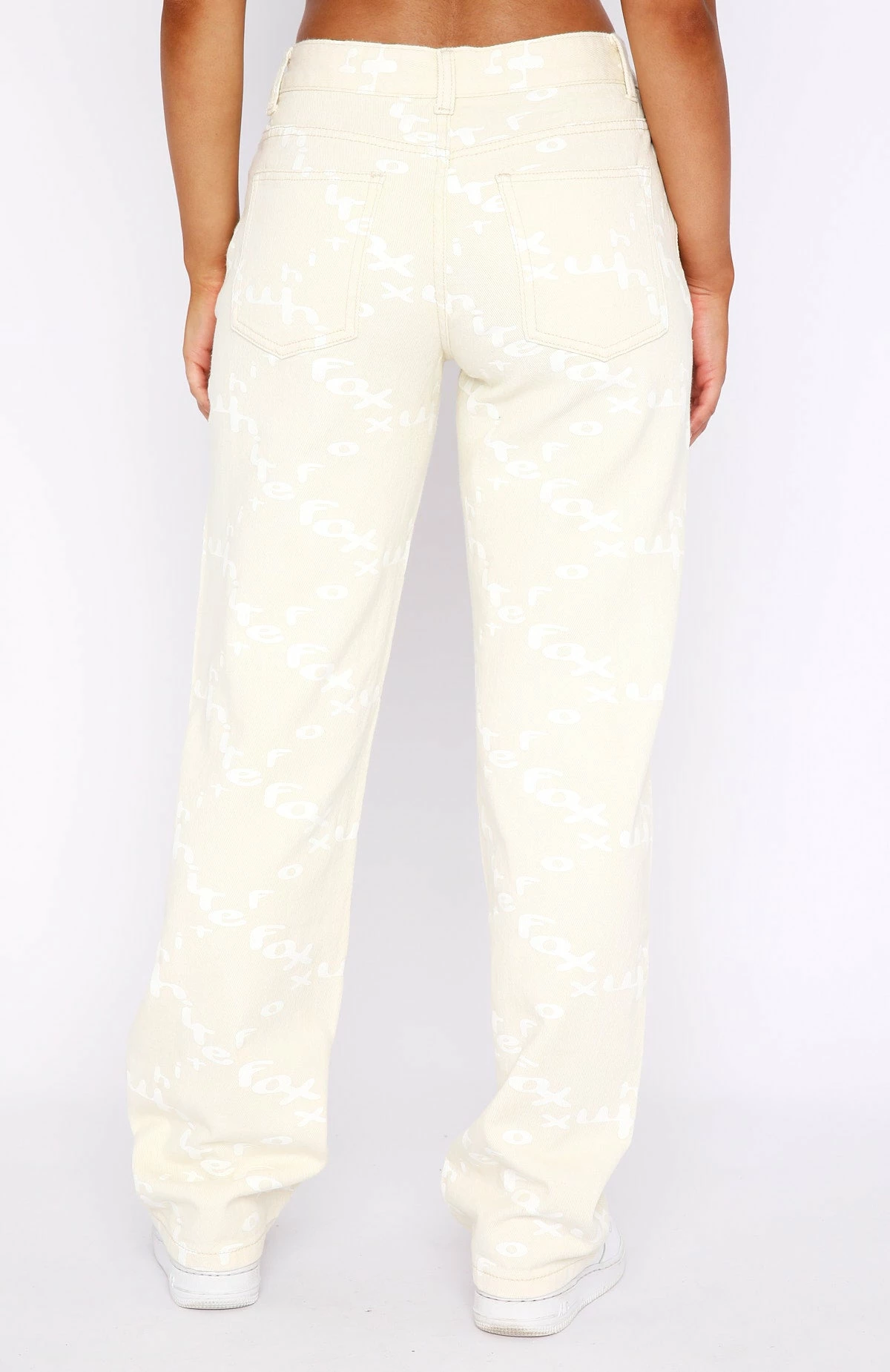 Catch Me Out Mid Rise Straight Leg Printed Denim Jeans Cream 4 Catch Me Out Mid Rise Straight Leg Printed Denim Jeans Cream - Image 4