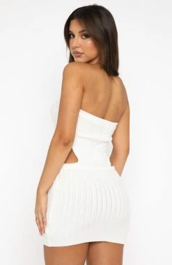 Bringing The Heat Ribbed Mini Dress White -Outlet The Lounge Vibe Store 21.07.22 976