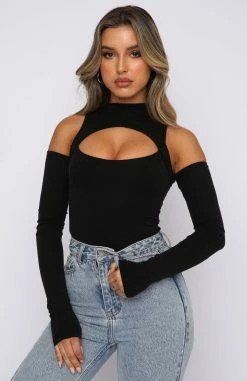 Losing Touch Long Sleeve Bodysuit Black -Outlet The Lounge Vibe Store 21.10.21 430