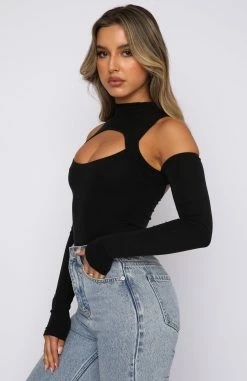 Losing Touch Long Sleeve Bodysuit Black -Outlet The Lounge Vibe Store 21.10.21 433
