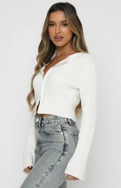 From The Heart Long Sleeve Knit Crop White -Outlet The Lounge Vibe Store 22.04.21 570
