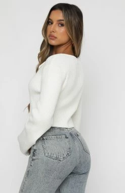 From The Heart Long Sleeve Knit Crop White -Outlet The Lounge Vibe Store 22.04.21 573