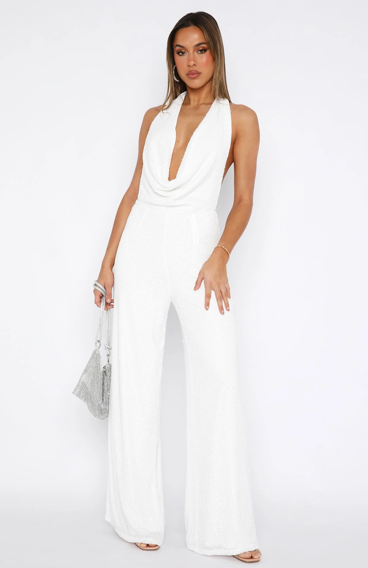 Penthouse View Sequin Jumpsuit White 2 Penthouse View Sequin Jumpsuit White - Image 2