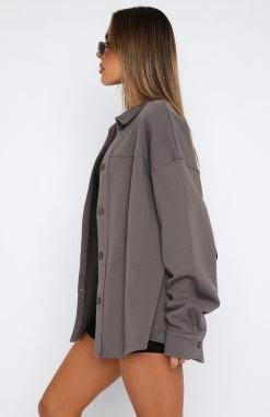 Love Me First Oversized Shirt Charcoal -Outlet The Lounge Vibe Store 22.06.2334435