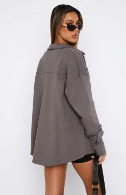 Love Me First Oversized Shirt Charcoal -Outlet The Lounge Vibe Store 22.06.2334441