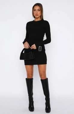 No Option Long Sleeve Mini Dress Black -Outlet The Lounge Vibe Store 22.06.2334444