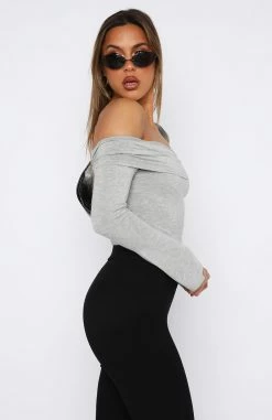 Keep Saying Sorry Long Sleeve Top Grey Marle -Outlet The Lounge Vibe Store 22.06.2334895
