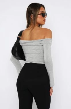 Keep Saying Sorry Long Sleeve Top Grey Marle -Outlet The Lounge Vibe Store 22.06.2334899