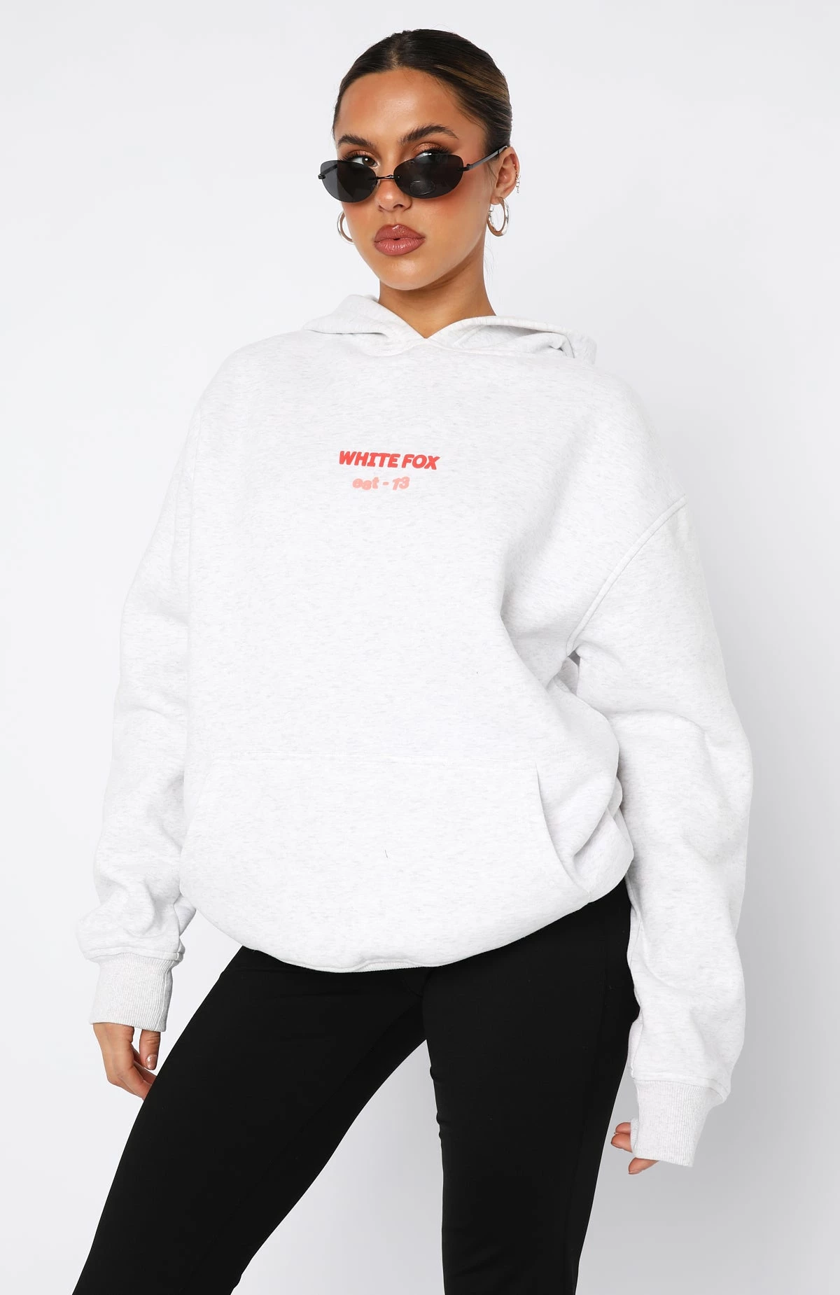 We're Out Here Oversized Hoodie Grey Marle 2 We're Out Here Oversized Hoodie Grey Marle - Image 2