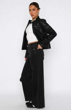 Call You Mine Mid Rise Wide Leg Jeans Washed Black -Outlet The Lounge Vibe Store 22.06.2335708