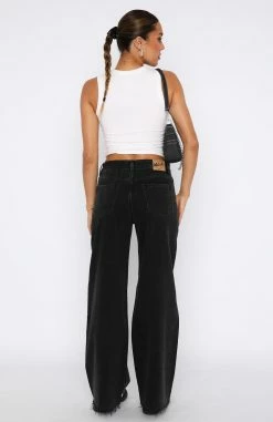 Call You Mine Mid Rise Wide Leg Jeans Washed Black -Outlet The Lounge Vibe Store 22.06.2335713