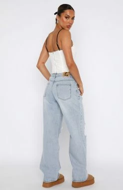 Make It Out Low Rise Wide Leg Jeans Mid Blue -Outlet The Lounge Vibe Store 22.06.2335815
