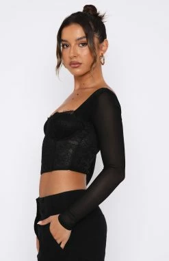 She's Magic Long Sleeve Lace Bustier Black -Outlet The Lounge Vibe Store 22.12.2219224