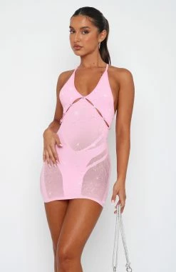 Sparkling Baby Diamante Mini Dress Candy Pink 8 Sparkling Baby Diamante Mini Dress Candy Pink -Outlet The Lounge Vibe Store 23.3.2313521